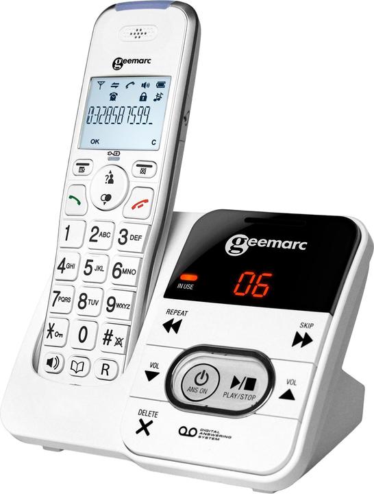 Image du produit Geemarc AMPLIDECT 295 Téléphone sans fil pour seniors Répondeur Écran rétro-éclairé Blanc