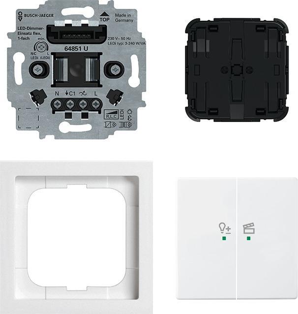 Actual product image Busch-Jaeger Busch-Jäger LED dimmer insert flex, 1-gang complete set with 2-gang operating element, wireless