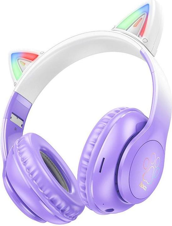 Actual product image Hoco Wireless headphones wireless bluetooth headphones W42 Cat Ear purple grape