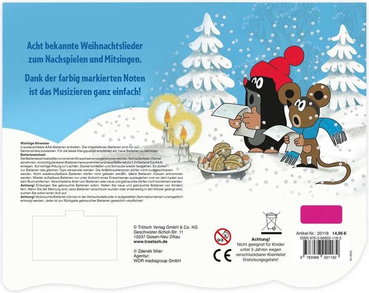Actual product image Der kleine Maulwurf Klavierbuch Meine ersten Weihnachtslieder (German, Trötsch Verlag GmbH & Co KG, 2023)