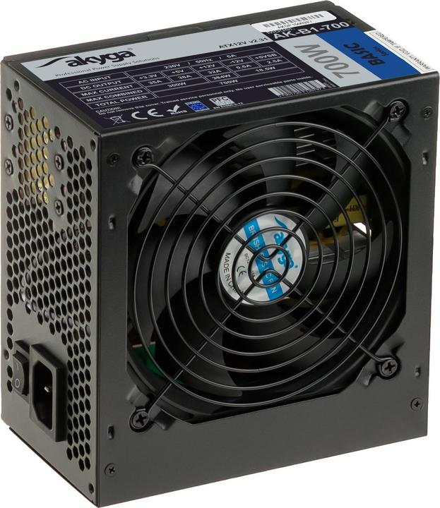 Actual product image Akyga AK-B1-700BE ATX Power Supply 700W Juodas EDITION P4+4 PCI-E SATA PPFC 12 cm (700 W)