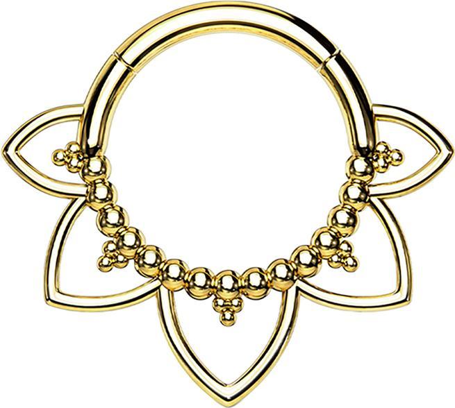 Produktbild Hollywood Body Jewelry Micro Segmentring klappbar vergoldet filigrane Herzen (Chirurgenstahl 316L, ohne Messing)