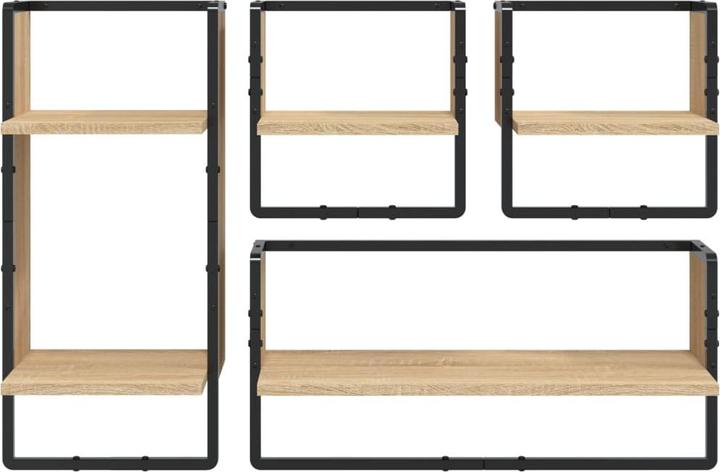Actual product image VidaXL 4-piece wall shelf set with rods Sonoma oak (65 x 25 x 30 cm)