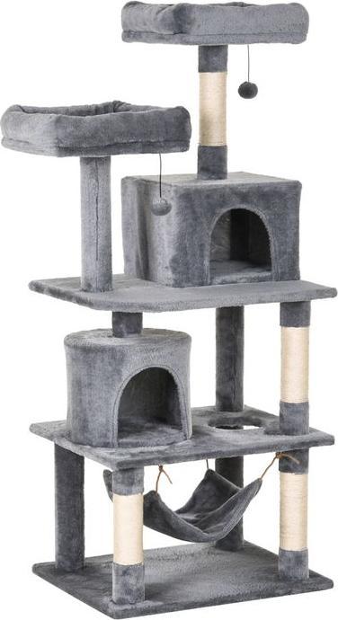 Actual product image Swisshandel24 Scratching tree Climbing tree Cat furniture Cat cave with sisal posts, 60 x 50 x 145 cm (145 cm, Grey)