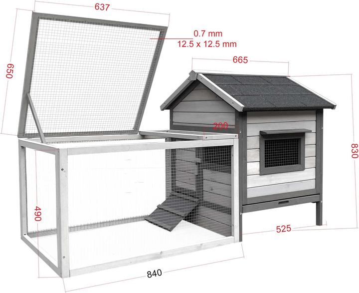Image du produit Wiltec Clapier pour lapins 1460x750x830mm Enclos pour lapins Cage pour petits animaux