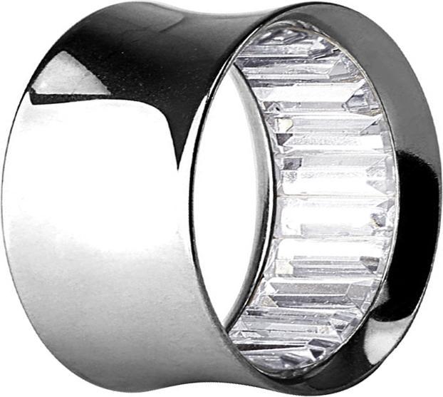 Produktbild Star Piercing Flared Tunnel silber mit Kristallen innen silber (ohne Messing, Chirurgenstahl 316L)