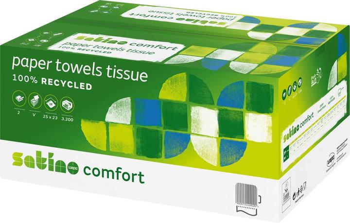 Wepa Papier essuie-mains Comfort, 250 x 230 mm, extra-blanc 2 plis, pliage en V, 100% recyclé, volume- (20 x)