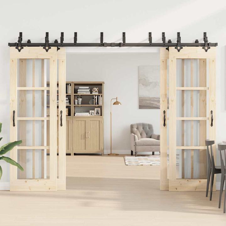 Produktbild VidaXL Schiebetürbeschlag-Set 152,5 cm Stahl Schwarz Schiebetürbeschlag Satz