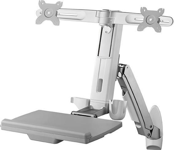 Produktbild Icy Box IB-MS600-W2 Wandhalterung fuer zwei Montiore bis zu61cm 24Zoll Tastatur-/Mausablage Sitz-Steh-Arb... (Wand, 24")