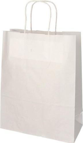 Actual product image Papstar Paper carrier bag, 280 x 220 x 100 mm, white made of kraft paper, 70 g/sqm, load capacity: 6 kg (Gift bag, 25 x)
