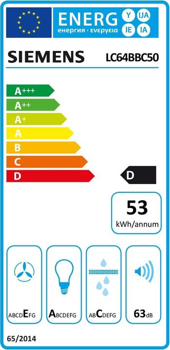 Etichetta energetica Siemens LC64BBC50 (Cappuccio)