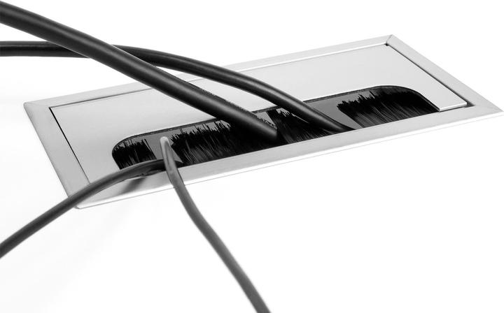 Produktbild Delock Kabeldurchführung für Tischeinbau mit Bürste 80 x 80 x 28 mm silber (Kabeldurchlass, 8 cm)