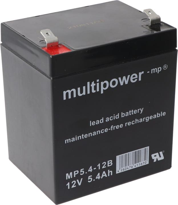 Actual product image Multipower MP5.4-12B 12V 5,4Ah 6,3mm Faston Bleiakku AGM Blei Gel Akku (12 V, 5.40 Ah)