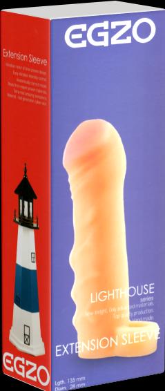Egzo Lighthouse» Extension Sleeve - 135mm Verlängerungskondom (3.5cm) Penishülle mit Hodenring