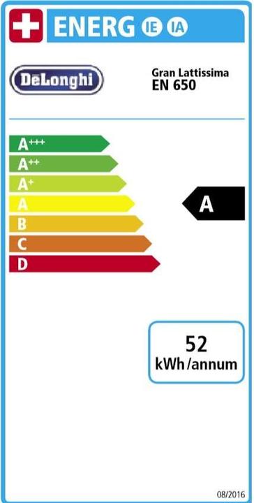 Energielabel De'Longhi Gran Lattissima (NESPRESSO Origineel)