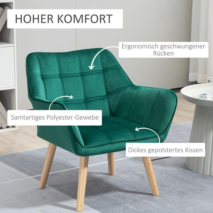 Actual product image Swisshandel24 Single armchair Relax armchair with velvet look, raised legs Scandinavian upholstered armchair