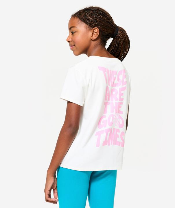Image du produit Decathlon T-shirt multisport coton fille, imprimé blanc (5, 6)