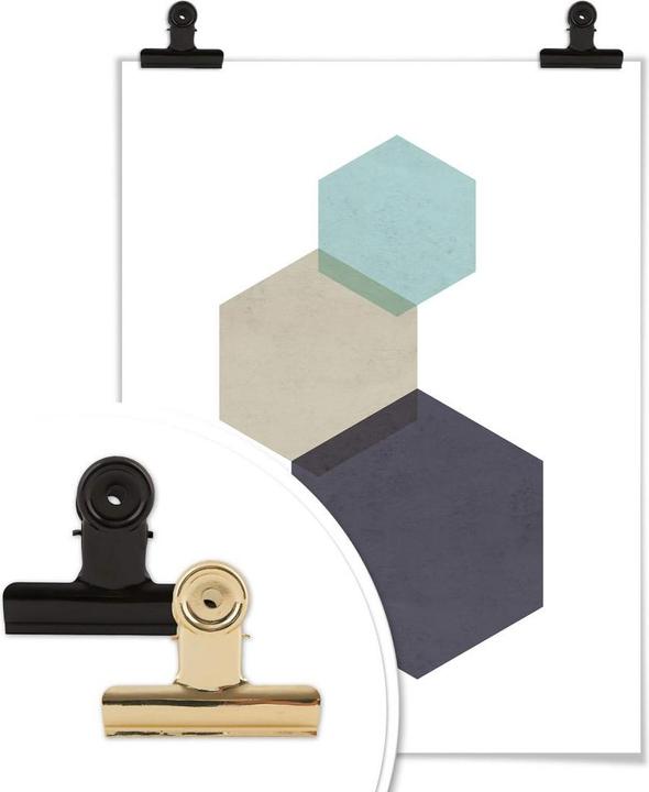 Produktbild Trenddeko Hexagons aqua (100 x 120 cm)