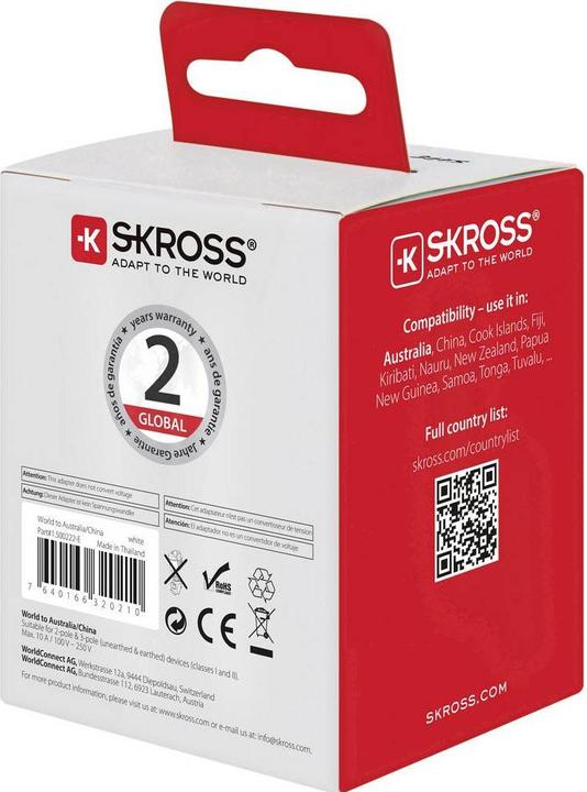 Actual product image Skross World to Australia + China