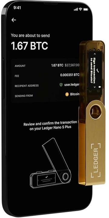Actual product image Ledger Nano S Plus - Gold (Ethereum Classic, Bitcoin, Dogecoin, Litecoin, Dash, Others)
