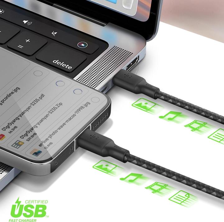Actual product image Belkin USB C — USB C (3 m, USB 2.0, 100 W)