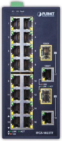 Image du produit Planet IFGS-1822TF Commutateur réseau Fast Ethernet (10/100) (16 Ports)