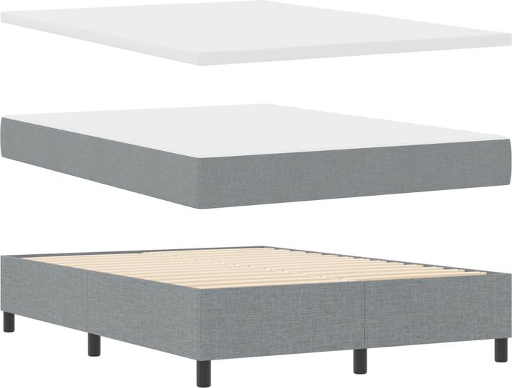 Produktbild VidaXL LED Boxspringbett mit Matratze Hellgrau 160x200 cm Stoff (160 x 200 cm, Federkern)