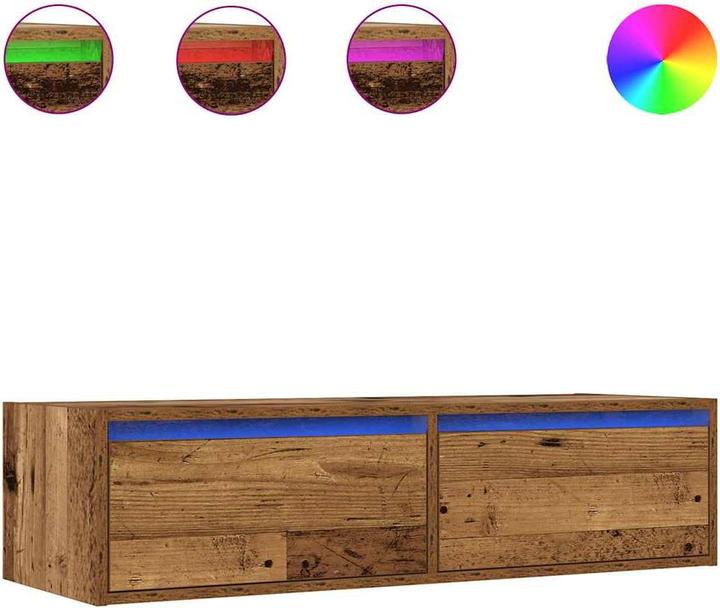 Produktbild VidaXL TV-Schrank mit LED-Leuchten Altholz-Optik 100x35,5x25 cm HiFi-Schrank