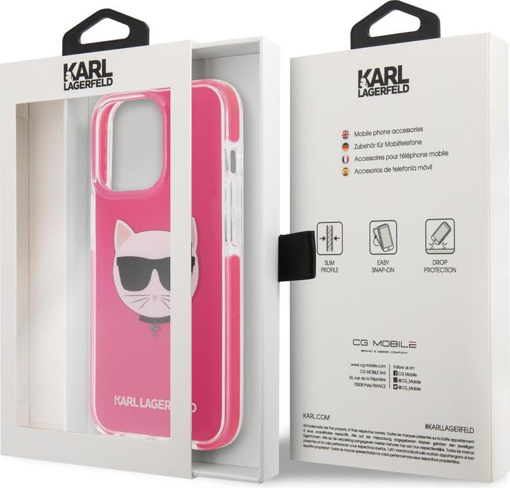 Immagine prodotto Karl Lagerfeld Custodia rigida TPE Choupette Head Fucsia, per iPhone 13 Pro Max, KLHCP13XTPECPI (Apple iPhone 13 Pro Max)