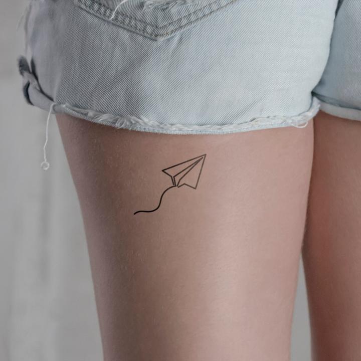 Actual product image minink Temporary tattoo - paper aeroplane with bow