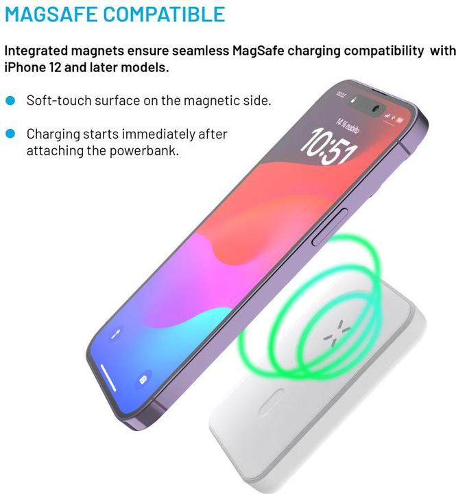 Actual product image Fixed MagZen Trådløs PD 20W Power Bank 6.000 mAh Hvid Powerbank - Hvid - 6000 mAh (6000 mAh, 20 W, 6000 Wh)