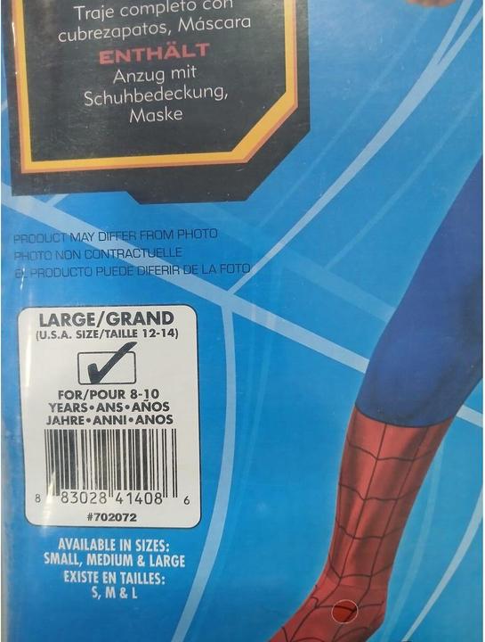 Actual product image Rubies Spiderman children's costume with fabric mask and shoe cover (S)