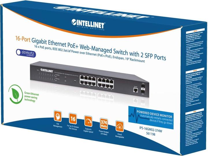 Image du produit Intellinet IC Intracom INT Switch 16Port Gigabit Ethernet PoE WebManaged (16 Ports)