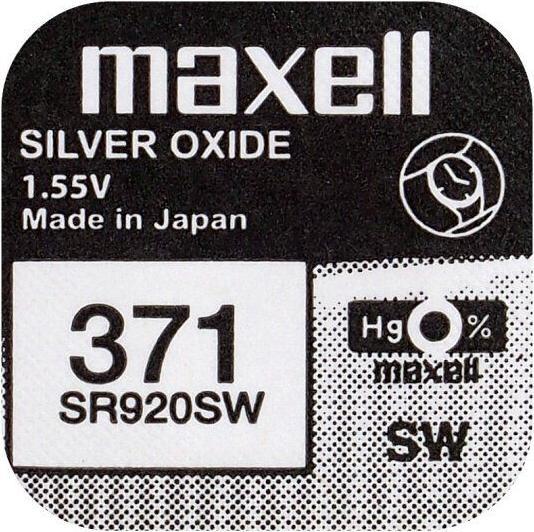 Actual product image Maxell 371 / SR920SW - Watch battery (1 pcs., SR920, SR69, 45 mAh)