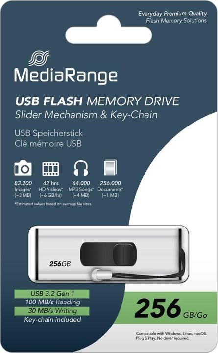 Produktbild MediaRange USB 3.0 Speicherstick (256 GB, USB-A)