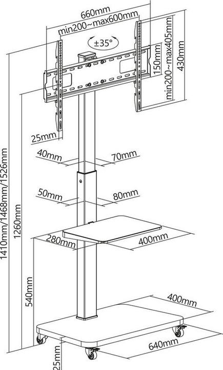 Produktbild Xantron TV Ständer universal (Universal, 75", 40 kg)