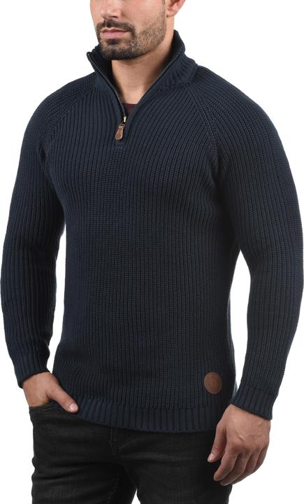 Image du produit Solid Xenox Pull En Grosse Maille À Col Camionneur Pull-Over Pour Homme Avec Col Droit 100% Coton (S)