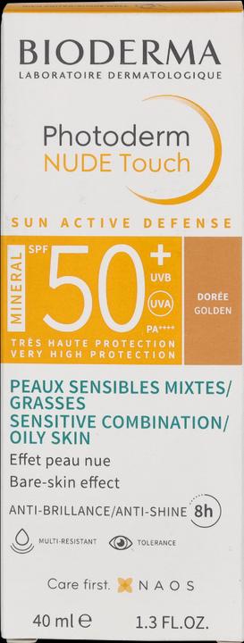 Produktbild Bioderma Photoderm Nude Touch Mineral SPF50+ dorée (Sonnencreme Gesicht, SPF 50+, 40 ml)