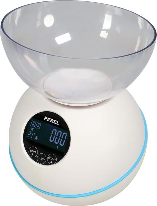 Perel DIGITAL KITCHEN SCALE - 5 kg / 1 g - WITH TEMPERATURE / CLOCK / ALARM / TIMER