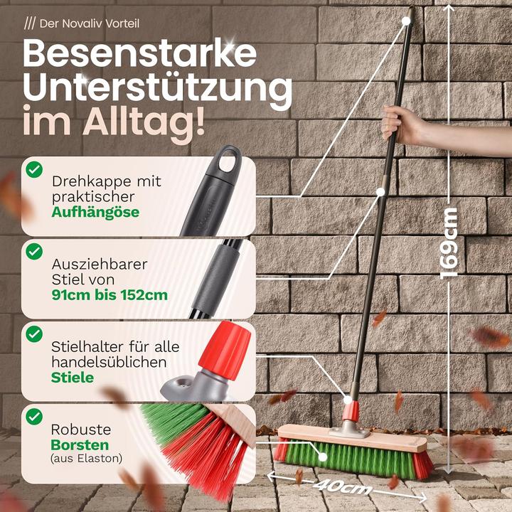 Image du produit Novaliv Balayette Balayette avec manche télescopique Balayette de rue avec manche Balayette de jardin (1 pcs)