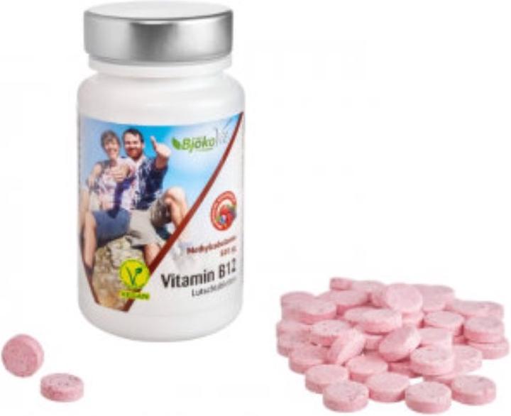 Produktbild BjökoVit Vitamin B12 Methylcobalamin 500µg Waldfrucht Lutschtabletten (60 Stück, Tabletten)