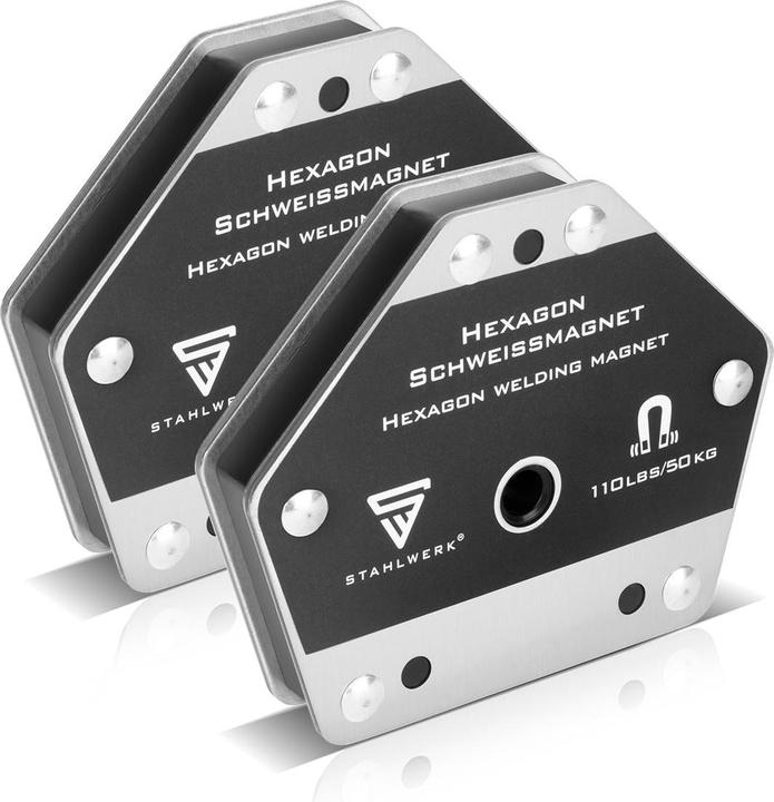 Actual product image Stahlwerk Hexagon welding magnet, powerful magnet 50 kg holding force set of 2