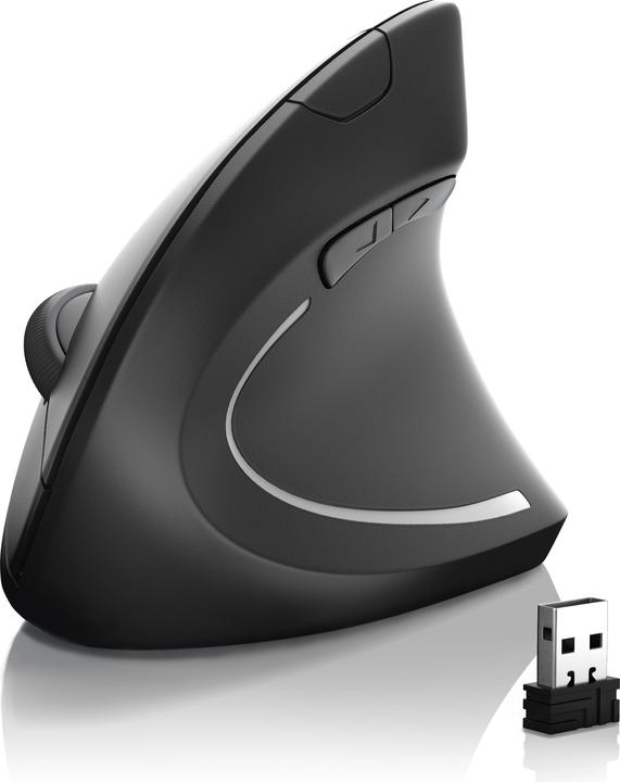 CSL Mouse ottico senza fili verticale - Bluetooth + radio a 2,4 Ghz - Design verticale (Senza fili)