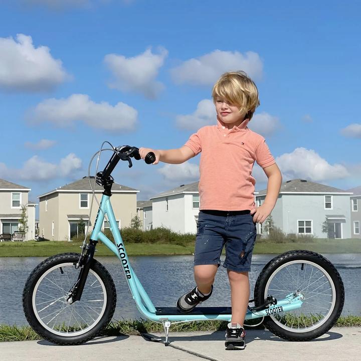Actual product image Homcom Height-adjustable children's scooter with brake Lightweight light blue