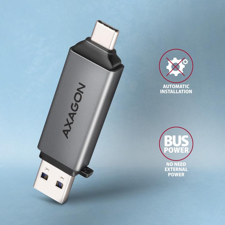Image du produit Axagon CRE-DAC Externe USB 3.2 Gen1 Type-C+Type-A 2-slot SD/microSD (USB 3.0, Type B)