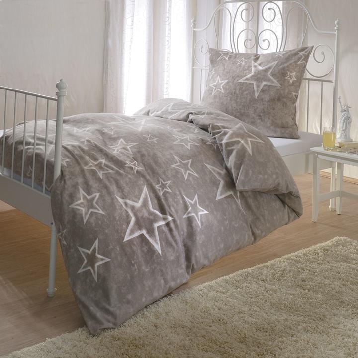 Produktbild BettwarenShop Sterne taupe (Bettwäsche Set, 155x200 cm + 80x80 cm)