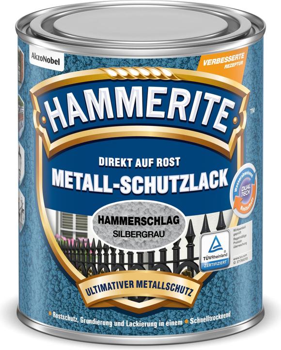 Produktbild Hammerite Hammerschlaglack Effektlack Silbergrau 2,5 l (2500 ml, Silbergrau)