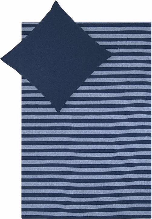 Produktbild Traumschlaf Melange-Stripe Marine (Bettwäsche Set, 135x200 cm + 80x80 cm)