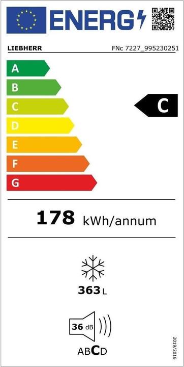 Label énergétique Liebherr FNc7227-22 (Autonome, 363 l)