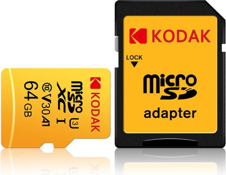 Kodak mSD 64GB UHS-I U3/V30/A1 w/a (64 GB, microSD, U3, UHS-I)